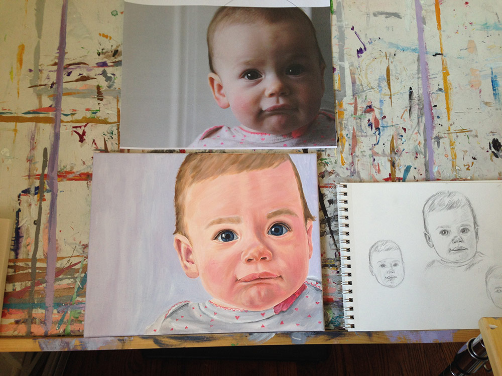 Baby Portrait on Easel With Drawing
